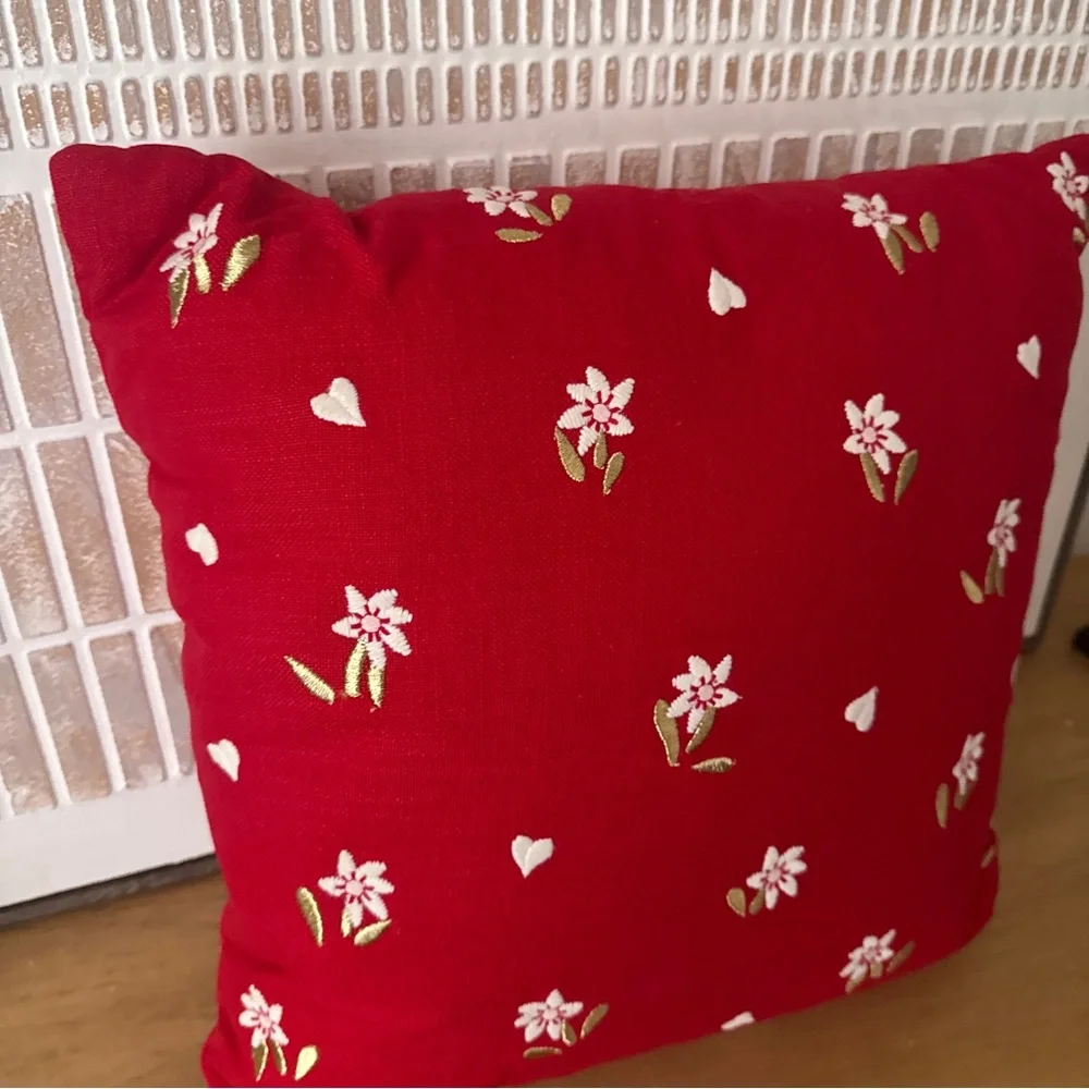 NWT Floral Red Decorative Pillow - Threshold